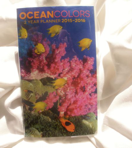 2 YEAR POCKET/PURSE PLANNER *CALENDER*2015-2016*OCEAN COLORS*