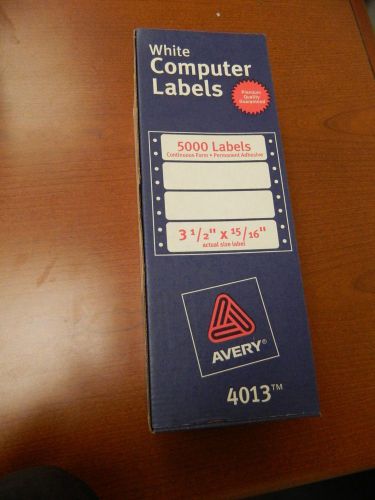 Avery 4013 Pin Fed Continuous Labels, 1 Across, 3-1/2&#034;x15/16&#034;, 5000/BX, White, 2