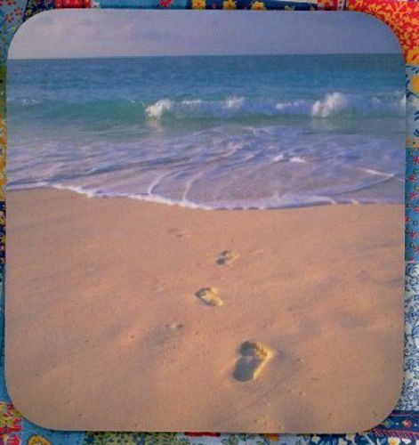 FOOTPRINTS IN THE SAND Heavy Rubber Backed Mousepad #0227