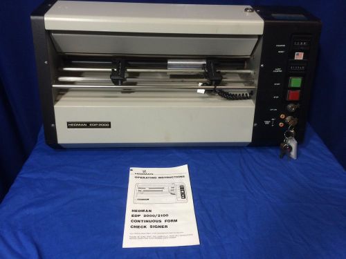 Hedman EDP 2000 Continuous Check Signer Writing Machine ALL KEYS &amp; Manual