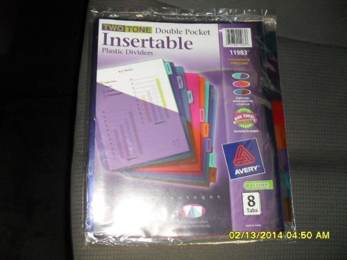 Avery Two Tone Do-Pocket Insertable Plastic Dividers 8 Tabs (1 set)