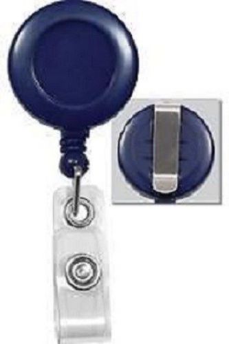 100 id holders badge reels - 16 colors - solid dark blue belt clip for sale