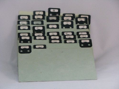 Vintage pressboard green metal tab 1/5 cut card guides lot of 32 for sale