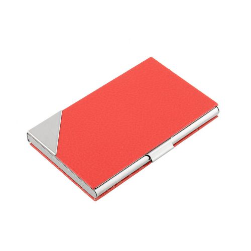 New Portable Durable Red PU Leature Office Business Bank Card Wallet Holder Box