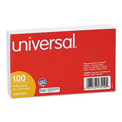 Ruled Index Cards, 3 x 5, White, 100/Pack 47210