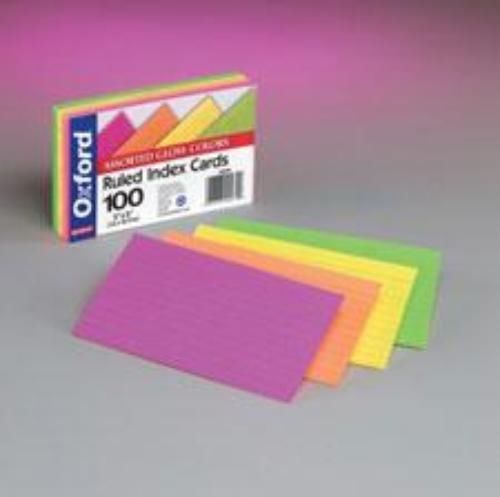 Ampad Oxford Index Cards 3&#039;&#039; x 5&#039;&#039; Ruled Assorted Neon