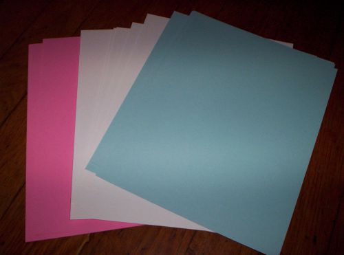15 SHEETS CARD STOCK INDEX  PAPER 5 PINK, 5 BLUE, AND 5 WHITE 8.5&#034; X 11&#034;