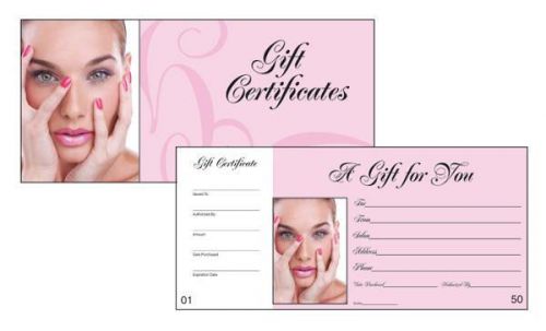 Salon and Spa Gift Certificates Booklet - 50 per pack