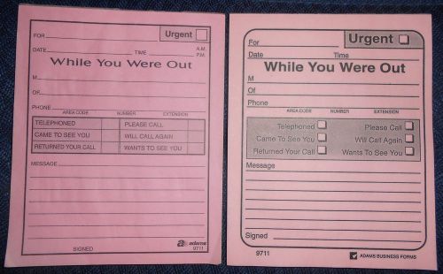 TWO PHONE MESSAGE PADS ON PINK PAPER