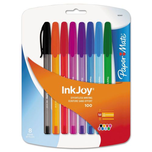 8/Pack PENS ASSORTED COLORS Paper Mate InkJoy 100 Stick Medium Point Multicolor