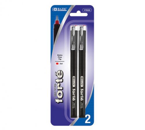 BAZIC Forte Red Fiber Tip Fineliner Pen (2/Pack), Case of 12