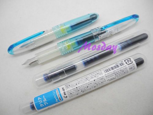 2Pcs Pilot Petit1 SNP-20F Mini Fine Nib Fountain Pen+ 6 Cartridges, LIGHT BLUE