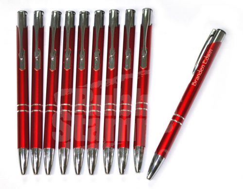Personalized Engraved Pen, 10 Red Anodized Aluminum Pens - Free Engraving
