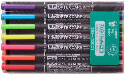 ZEBRA WKCR1 OPTEX CARE Dual Heads Fluorescent Highlighter 7 Colors FREE POST