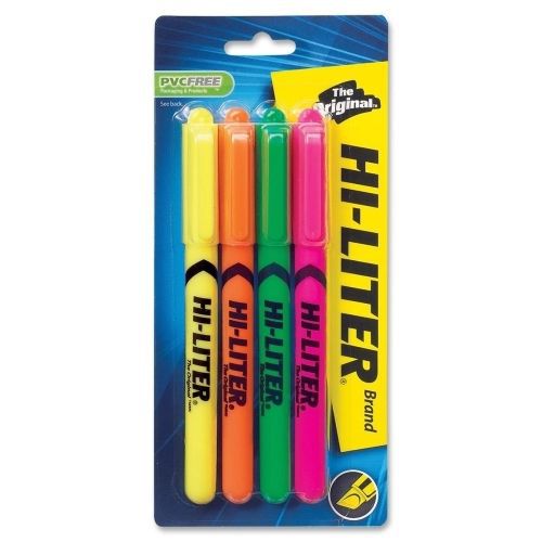 Avery Hi-Liter Fluorescent Pen Style Highlighters - Assorted Ink - 4 / Set