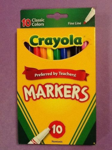 Crayola Classic Colors Markers FINE Line 10ct Nontoxic........NEW