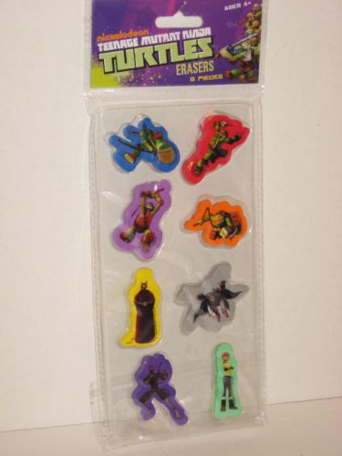 Package of 8 Nickelodeon Teenage Mutant Ninja Turtle Character Erasers NIP