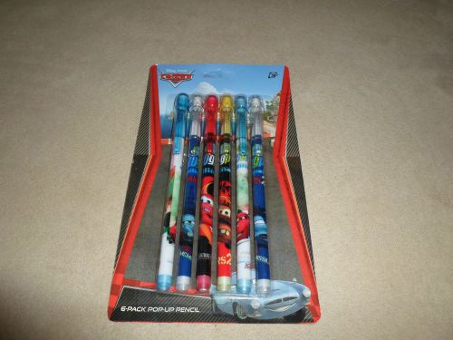 Pack Of 6 Disney Cars Pop-Up Pencils, For Ages 3 &amp; Up, BRAND NEW IN PACKAGE!
