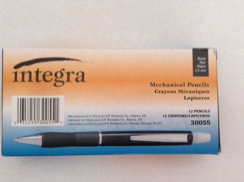 Integra Mechanical Pencil, Comfort Grip, Metal Clip,0.5mm, Black - NEW BOX OF 12