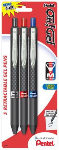 OH! Gel Retractable Gel Pen Medium Line Assorted Ink (A/B/C) 3 Pack Carded