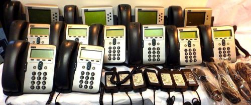 QTY (18) CISCO 7940 7942 7960 7012 VoIP BUSINESS PHONE LOT w7 AC ADAPTERS TESTED