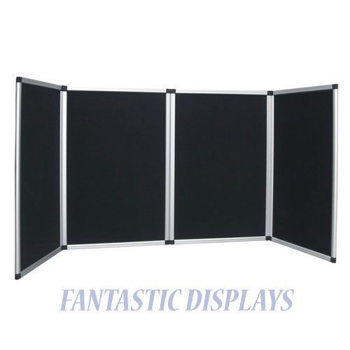 4 Panel Display for Trade Show Presentation Booth Tabletop Velcro Matt Black