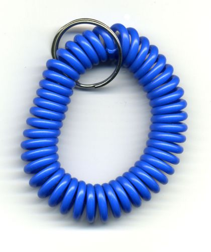 (50) Spiral Wrist Coil Key Chains - BLUE