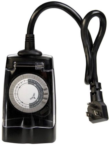 Outdoor Daily Timer With Grounded Outlet Black Non-removable Pegs Tm13dolb