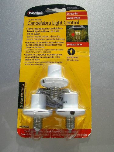 WESTEK SLC2BCW3 OUTDOOR/INDOOR  DUSK TO DAWN CANDELABRA LIGHT CONTROL, 3-Pack