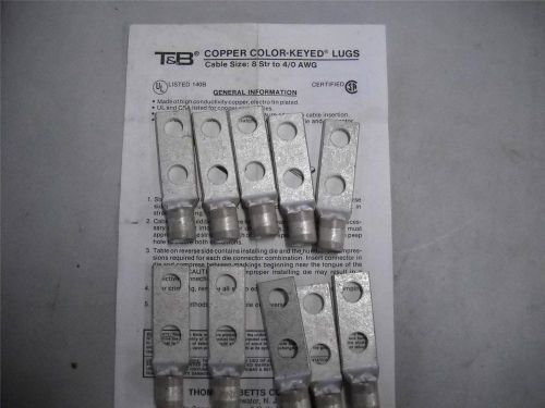 10 --t&amp;b copper color-keyed lugs cable size 8 str to 4/0 awg for sale