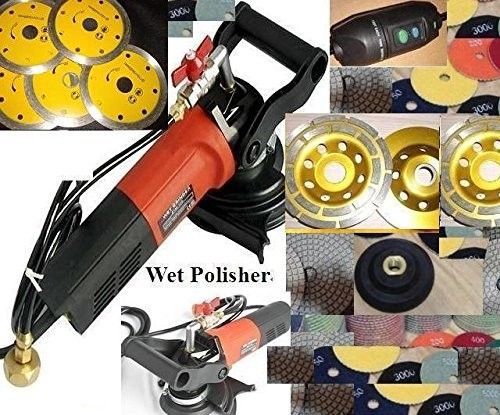 Variable Speed Concrete Wet Polisher Cutter Diamond 15 Pad 3 Cup 10 Blade Stone