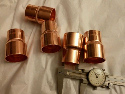 FIVE (5) LOT 1-1/2&#034; x 1-1/4&#034; Wrot Copper Reducer Coupling With Stop. JW Korea