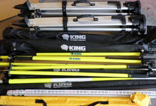 King Precision Surveying, Lot of 13 pcs, Tripods, Bipods, Prisiom Poles, NEW