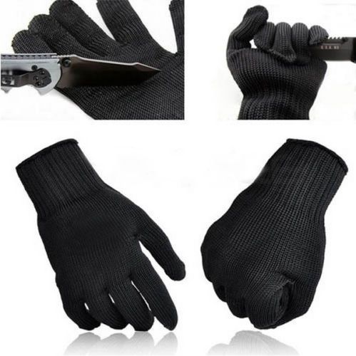 Black stainless steel wire safety works anti-slash cut resistance gloves for sale