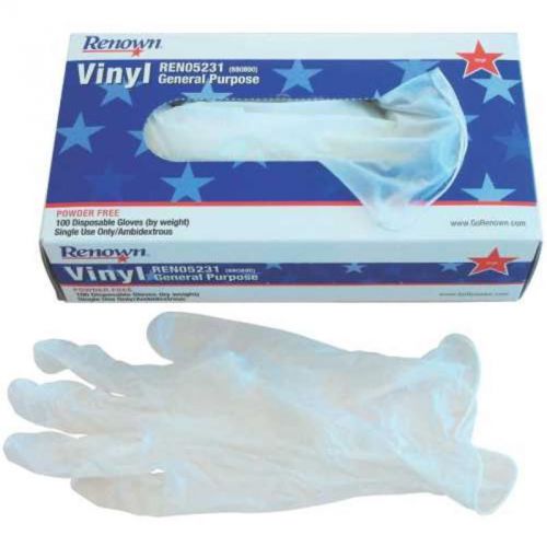 100/box Lg Powder Free Disposable Vinyl Glove Renown Gloves REN05231