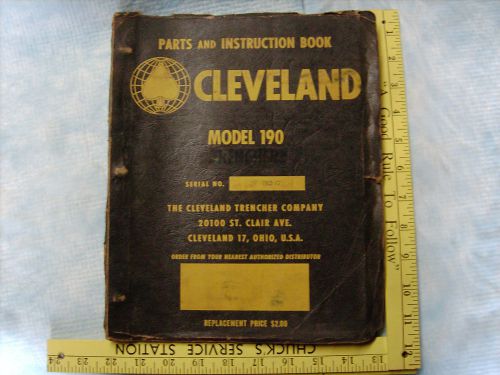Vintage Original Cleveland Model 190 Trencher Parts &amp; Instruction Black Book nr