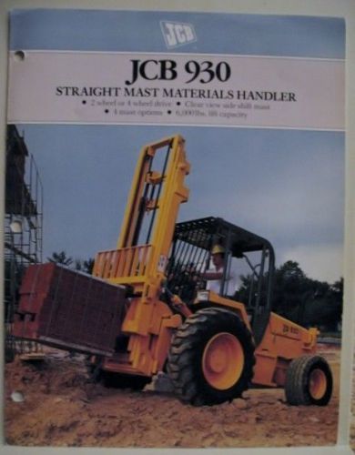 JCB 930 Straight Mast Material Handler Spec/Sales Brochure/Grading/Excavation