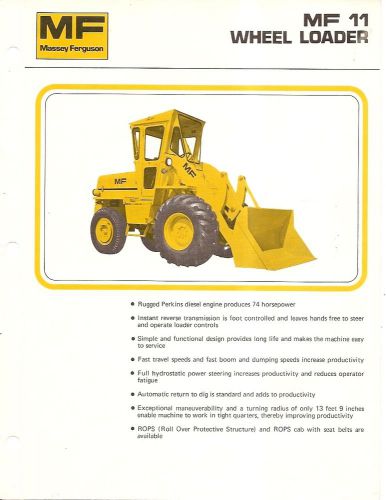 Equipment brochure - massey ferguson - mf 11 - wheel loader - 1974 (e1609) for sale