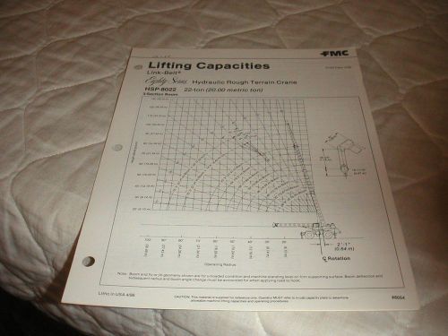 1986 link-belt model hsp-8022 hydraulic rough terrain crane sales brochure for sale