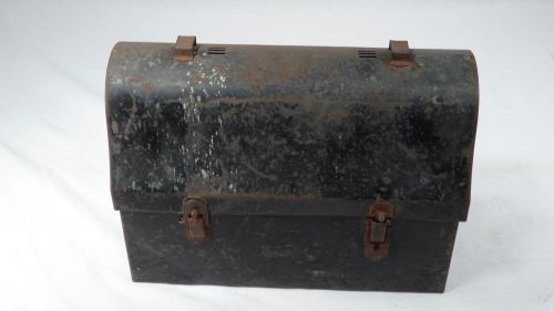 VTG Coal Miner&#039;s Construction Worker&#039;s Black Metal Dome Top Lunchbox Steampunk