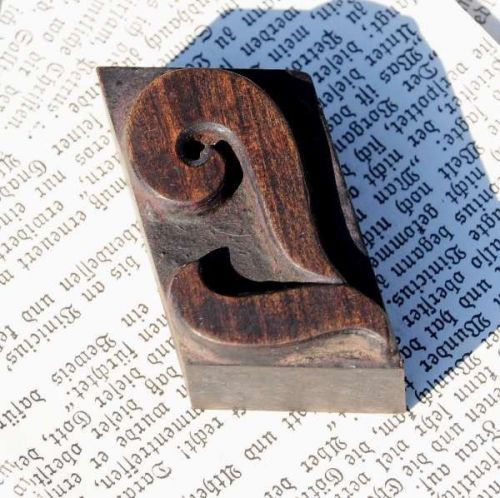 L fancy letter old wooden letterpress printing block wood type antique blocks