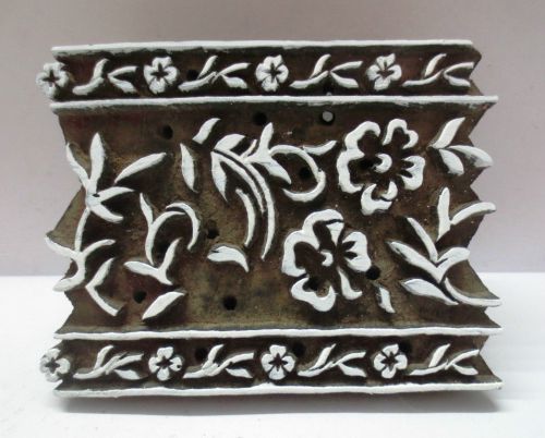VINTAGE WOODEN HAND CARVED TEXTILE PRINTING ON FABRIC BLOCK STAMP DESIGN HOT 286