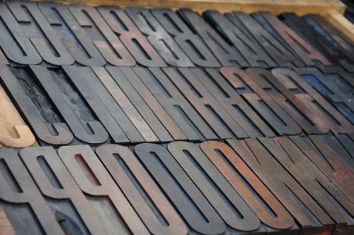 Antique rare Alphabet 95pcs  6.22&#034; wood printing blocks Letterpress wooden type