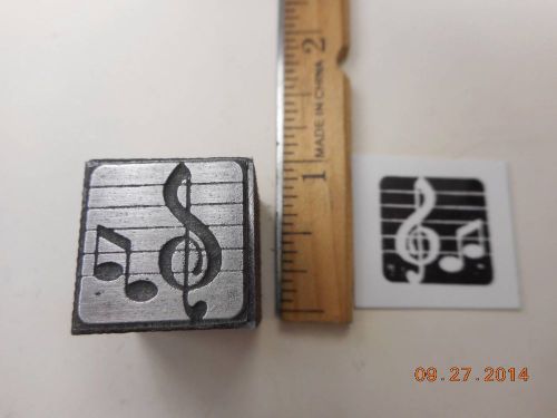 Printing Letterpress Printers Block, Music Staff w Clef &amp; Note