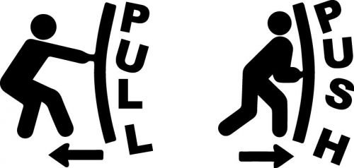 Push &amp; pull vinyl decal door business sticker sign fun decal for sale
