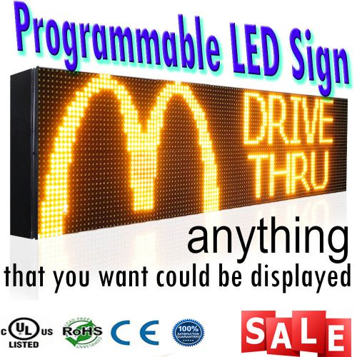 Led sign programmable outdoor scrolling message amber color display 73&#034;x 13&#034; for sale