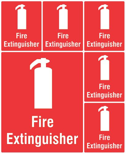 Fire Extinguisher Red Wall Hanging Quality Signs 6 Pack Sign Safety Office s149
