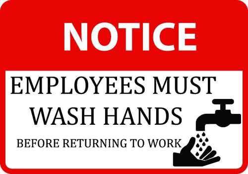 Notice Employees Must Wash Hands Before Returning To Work Sanitary Food Prep s94