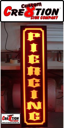 Light Box LED Sign - PIERCING - Tattoo Shops - Neon Banner Alternative 46&#034;x12&#034;
