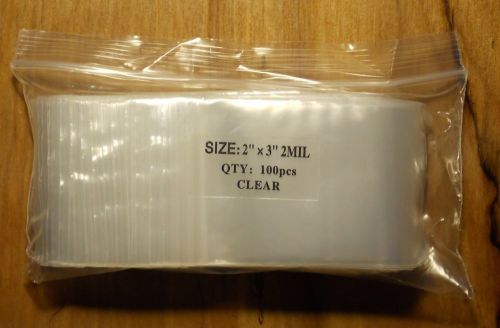 2&#034;x3&#034; (2 mil) Reclosable Clear Zip Lock Plastic Bags (2 Packs = 200 Bags)